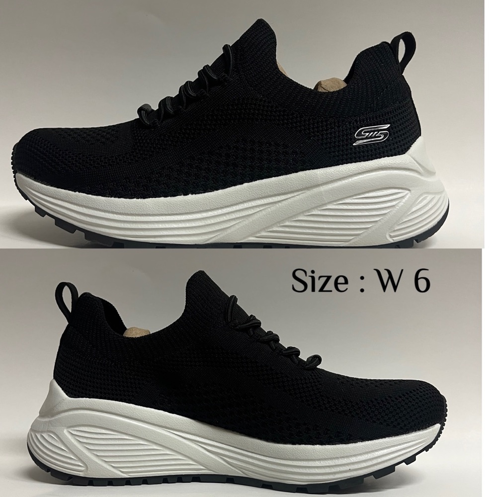 Skechers Women Bobs Sport Sparrow - Allegiance Crew Size 6.5 Black and White